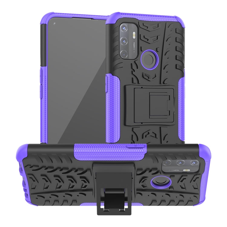 Tire Texture Shockproof TPU+PC Protective Case with Holder, For OPPO A53 / A32, For vivo Y50