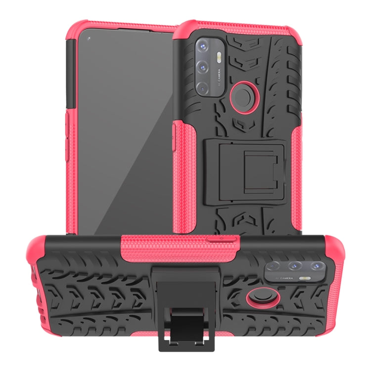 Tire Texture Shockproof TPU+PC Protective Case with Holder, For OPPO A53 / A32, For vivo Y50