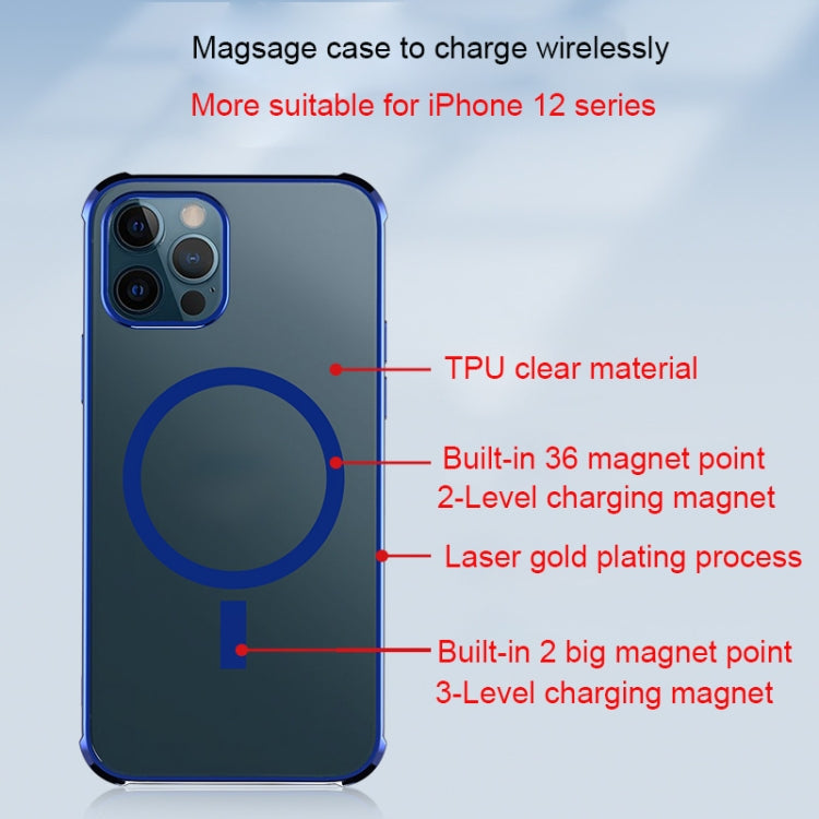 Straight Side Laser Plating Full Coverage Clear TPU Shockproof Magsafe Case