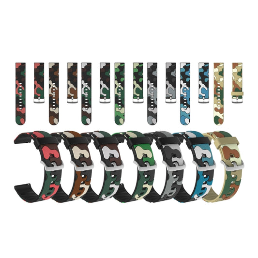 Camouflage Silicone Replacement Wrist Strap Watchband with Silver Buckle
