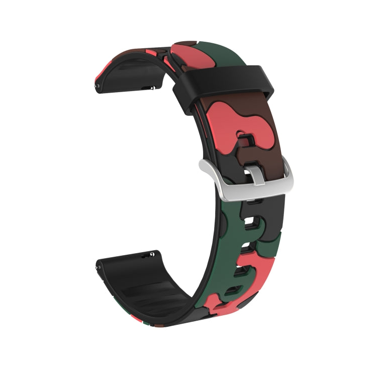Camouflage Silicone Replacement Wrist Strap Watchband with Silver Buckle