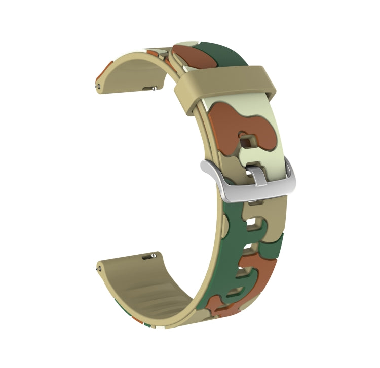 Camouflage Silicone Replacement Wrist Strap Watchband with Silver Buckle
