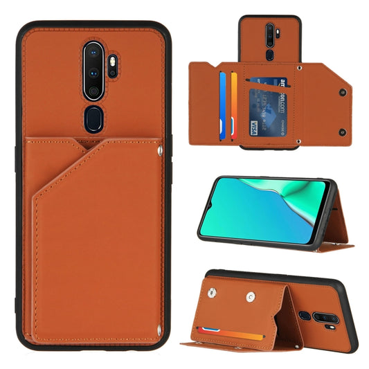 Skin Feel PU + TPU + PC Back Cover Shockproof Case with Card Slots & Holder & Photo Frame