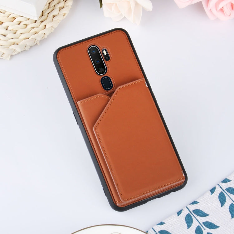 Skin Feel PU + TPU + PC Back Cover Shockproof Case with Card Slots & Holder & Photo Frame