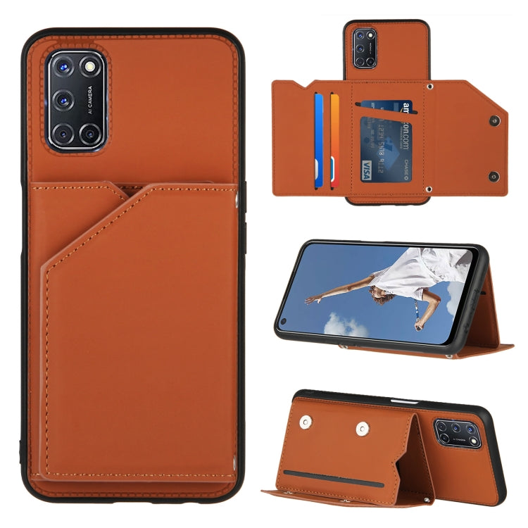 Skin Feel PU + TPU + PC Back Cover Shockproof Case with Card Slots & Holder & Photo Frame, For OPPO A9 2020, For OPPO A52 & A72 & A92, For OPPO A53, For OPPO F17, For OPPO F17 Pro & A93, For OPPO Realme 6, For OPPO Realme C3, For vivo Y17 & Y15 & Y12