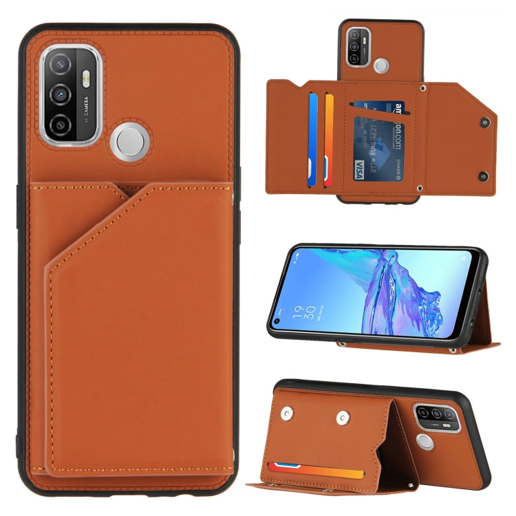Skin Feel PU + TPU + PC Back Cover Shockproof Case with Card Slots & Holder & Photo Frame, For OPPO A9 2020, For OPPO A52 & A72 & A92, For OPPO A53, For OPPO F17, For OPPO F17 Pro & A93, For OPPO Realme 6, For OPPO Realme C3, For vivo Y17 & Y15 & Y12