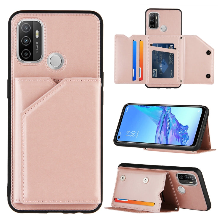 Skin Feel PU + TPU + PC Back Cover Shockproof Case with Card Slots & Holder & Photo Frame, For OPPO A9 2020, For OPPO A52 & A72 & A92, For OPPO A53, For OPPO F17, For OPPO F17 Pro & A93, For OPPO Realme 6, For OPPO Realme C3, For vivo Y17 & Y15 & Y12