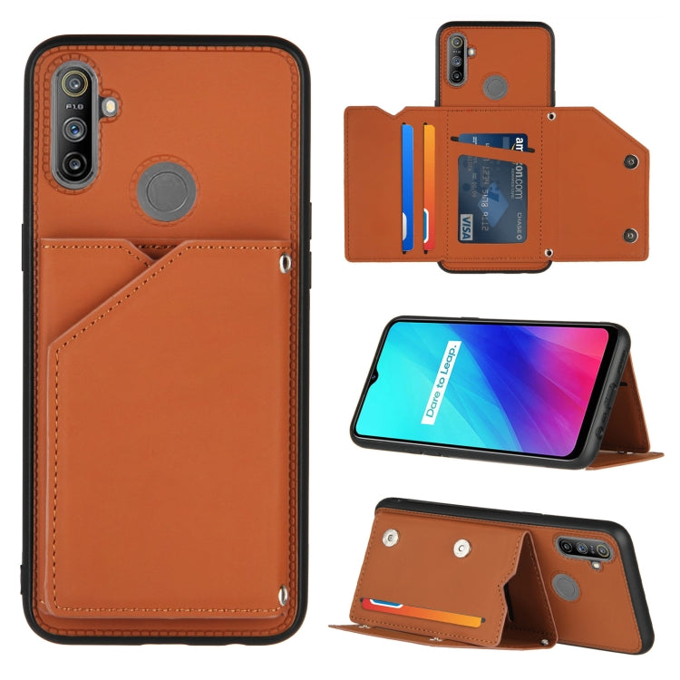 Skin Feel PU + TPU + PC Back Cover Shockproof Case with Card Slots & Holder & Photo Frame, For OPPO A9 2020, For OPPO A52 & A72 & A92, For OPPO A53, For OPPO F17, For OPPO F17 Pro & A93, For OPPO Realme 6, For OPPO Realme C3, For vivo Y17 & Y15 & Y12