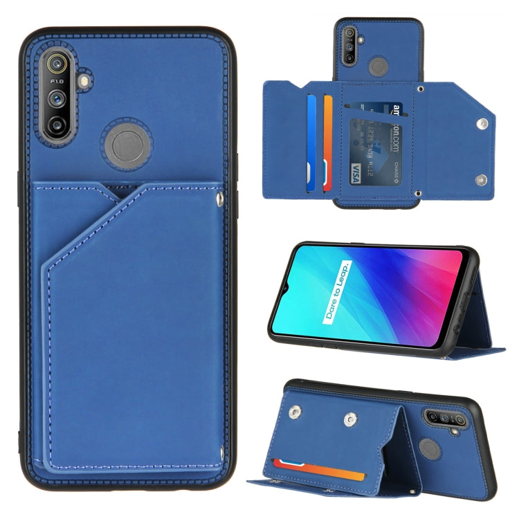 Skin Feel PU + TPU + PC Back Cover Shockproof Case with Card Slots & Holder & Photo Frame, For OPPO A9 2020, For OPPO A52 & A72 & A92, For OPPO A53, For OPPO F17, For OPPO F17 Pro & A93, For OPPO Realme 6, For OPPO Realme C3, For vivo Y17 & Y15 & Y12