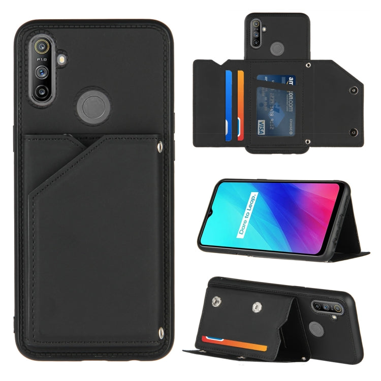 Skin Feel PU + TPU + PC Back Cover Shockproof Case with Card Slots & Holder & Photo Frame, For OPPO A9 2020, For OPPO A52 & A72 & A92, For OPPO A53, For OPPO F17, For OPPO F17 Pro & A93, For OPPO Realme 6, For OPPO Realme C3, For vivo Y17 & Y15 & Y12