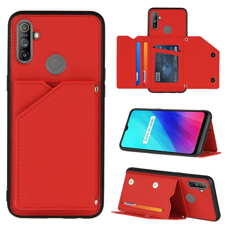 Skin Feel PU + TPU + PC Back Cover Shockproof Case with Card Slots & Holder & Photo Frame, For OPPO A9 2020, For OPPO A52 & A72 & A92, For OPPO A53, For OPPO F17, For OPPO F17 Pro & A93, For OPPO Realme 6, For OPPO Realme C3, For vivo Y17 & Y15 & Y12