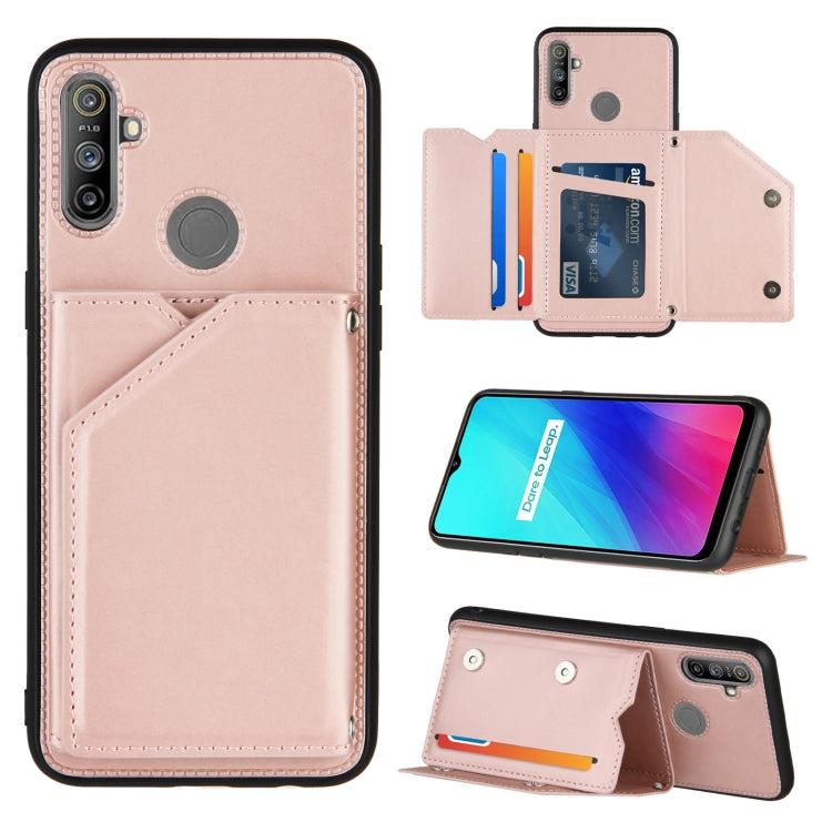 Skin Feel PU + TPU + PC Back Cover Shockproof Case with Card Slots & Holder & Photo Frame, For OPPO A9 2020, For OPPO A52 & A72 & A92, For OPPO A53, For OPPO F17, For OPPO F17 Pro & A93, For OPPO Realme 6, For OPPO Realme C3, For vivo Y17 & Y15 & Y12