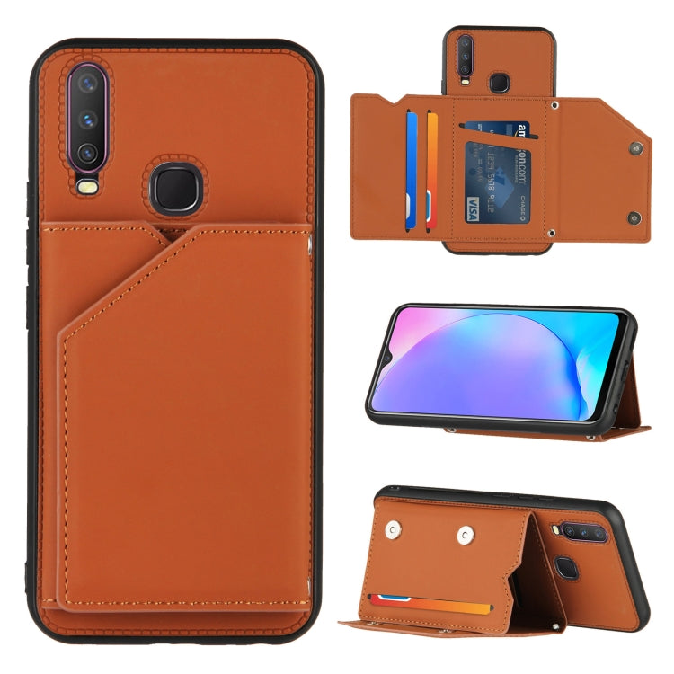 Skin Feel PU + TPU + PC Back Cover Shockproof Case with Card Slots & Holder & Photo Frame, For OPPO A9 2020, For OPPO A52 & A72 & A92, For OPPO A53, For OPPO F17, For OPPO F17 Pro & A93, For OPPO Realme 6, For OPPO Realme C3, For vivo Y17 & Y15 & Y12