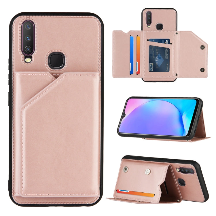 Skin Feel PU + TPU + PC Back Cover Shockproof Case with Card Slots & Holder & Photo Frame, For OPPO A9 2020, For OPPO A52 & A72 & A92, For OPPO A53, For OPPO F17, For OPPO F17 Pro & A93, For OPPO Realme 6, For OPPO Realme C3, For vivo Y17 & Y15 & Y12