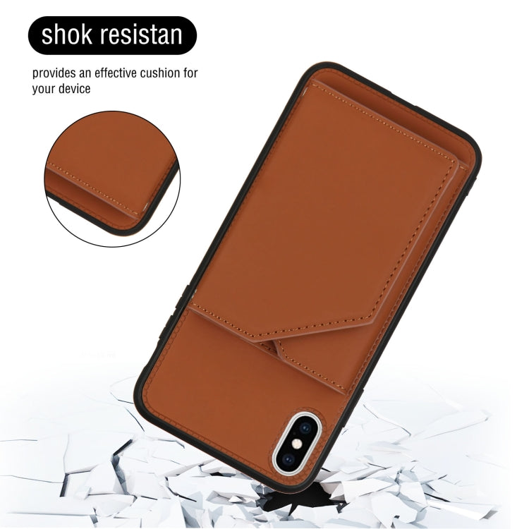 Skin Feel PU + TPU + PC Back Cover Shockproof Case with Card Slots & Holder & Photo Frame