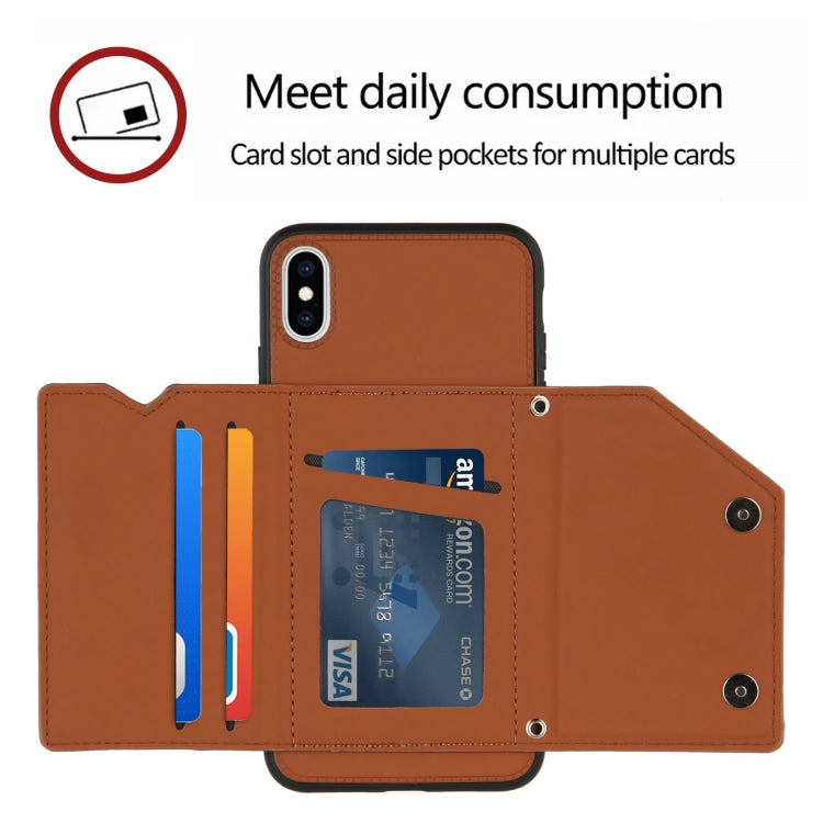 Skin Feel PU + TPU + PC Back Cover Shockproof Case with Card Slots & Holder & Photo Frame