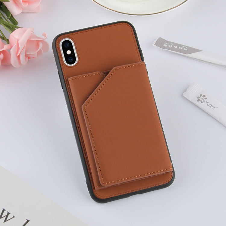 Skin Feel PU + TPU + PC Back Cover Shockproof Case with Card Slots & Holder & Photo Frame