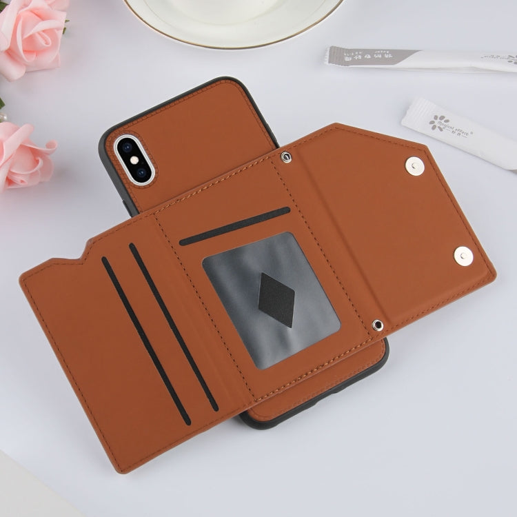 Skin Feel PU + TPU + PC Back Cover Shockproof Case with Card Slots & Holder & Photo Frame