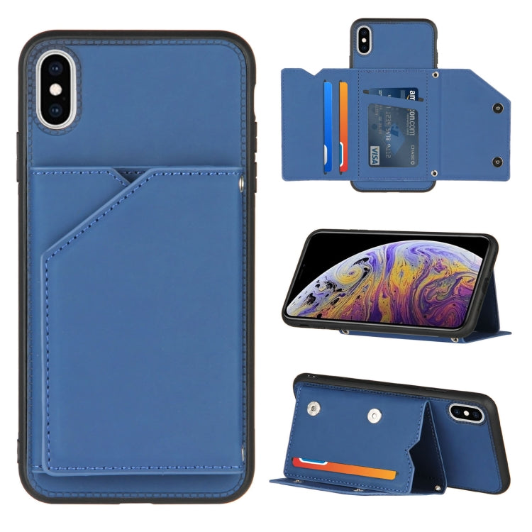 Skin Feel PU + TPU + PC Back Cover Shockproof Case with Card Slots & Holder & Photo Frame