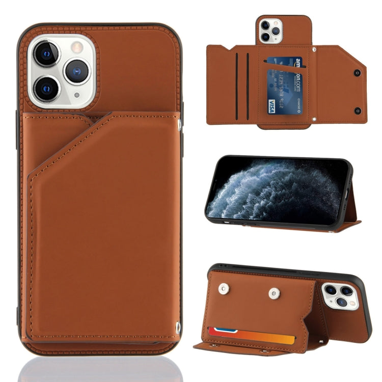 Skin Feel PU + TPU + PC Back Cover Shockproof Case with Card Slots & Holder & Photo Frame