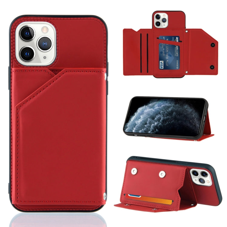 Skin Feel PU + TPU + PC Back Cover Shockproof Case with Card Slots & Holder & Photo Frame