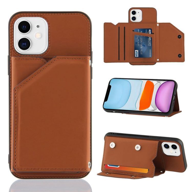 Skin Feel PU + TPU + PC Back Cover Shockproof Case with Card Slots & Holder & Photo Frame