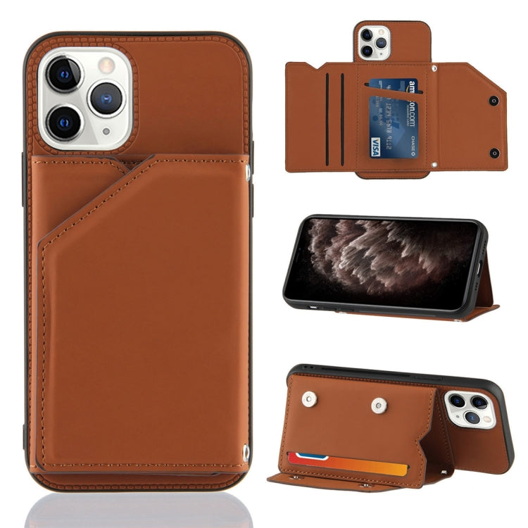 Skin Feel PU + TPU + PC Back Cover Shockproof Case with Card Slots & Holder & Photo Frame