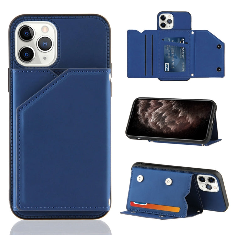 Skin Feel PU + TPU + PC Back Cover Shockproof Case with Card Slots & Holder & Photo Frame