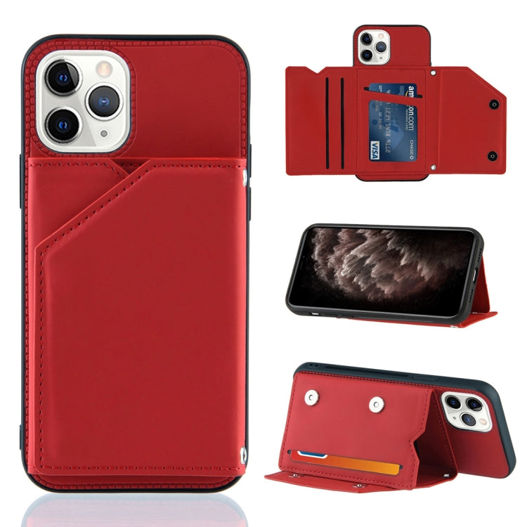 Skin Feel PU + TPU + PC Back Cover Shockproof Case with Card Slots & Holder & Photo Frame