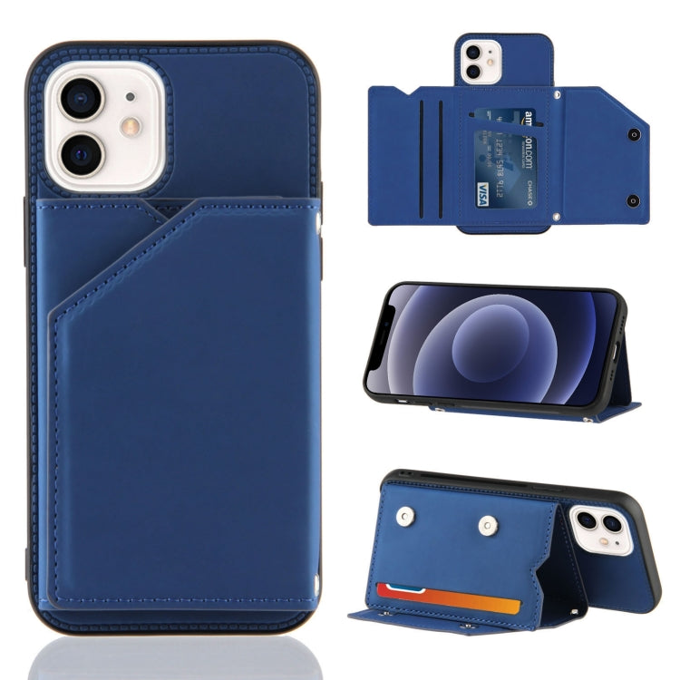 Skin Feel PU + TPU + PC Back Cover Shockproof Case with Card Slots & Holder & Photo Frame