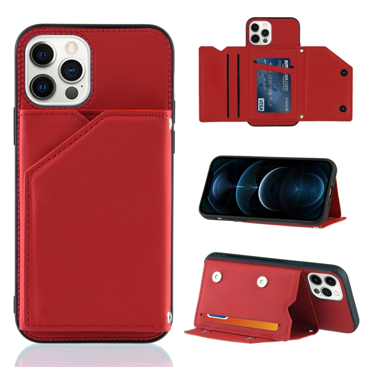 Skin Feel PU + TPU + PC Back Cover Shockproof Case with Card Slots & Holder & Photo Frame