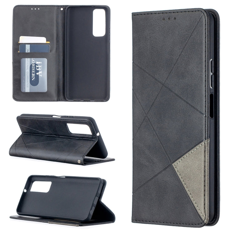 Prismatic Invisible Magnetic Horizontal Flip Leather Case with Holder & Card Slots & Photo Frame, For Huawei P smart 2021 / Y7a, For Samsung Galaxy A12