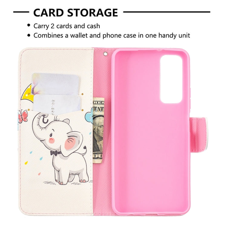 Colored Drawing Pattern Horizontal Flip Leather Case with Holder & Card Slots & Wallet, For Huawei P smart 2021 / Y7a, For Samsung Galaxy A12