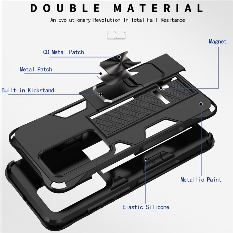 Shockproof TPU + PC Magnetic Protective Case with Holder, For Huawei P40