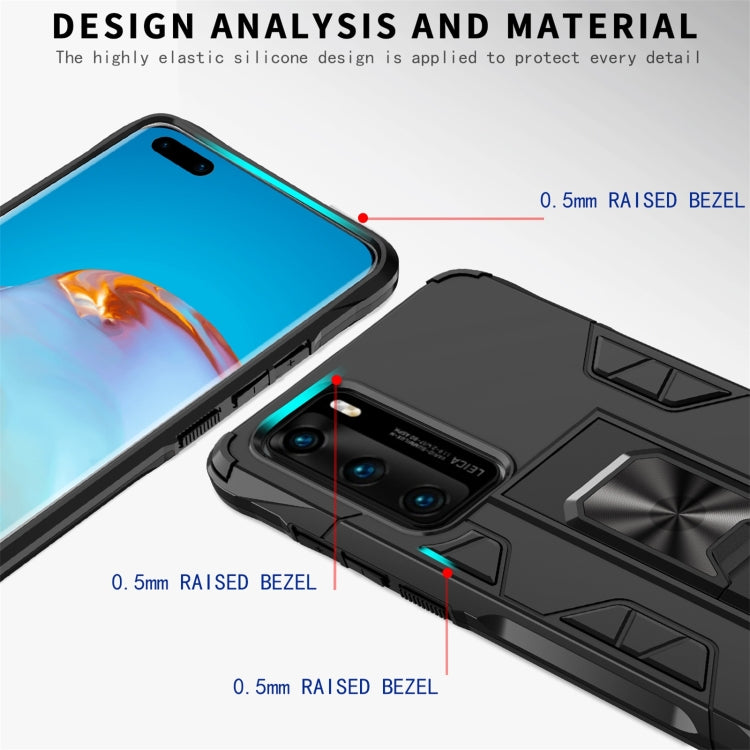 Shockproof TPU + PC Magnetic Protective Case with Holder, For Huawei P40