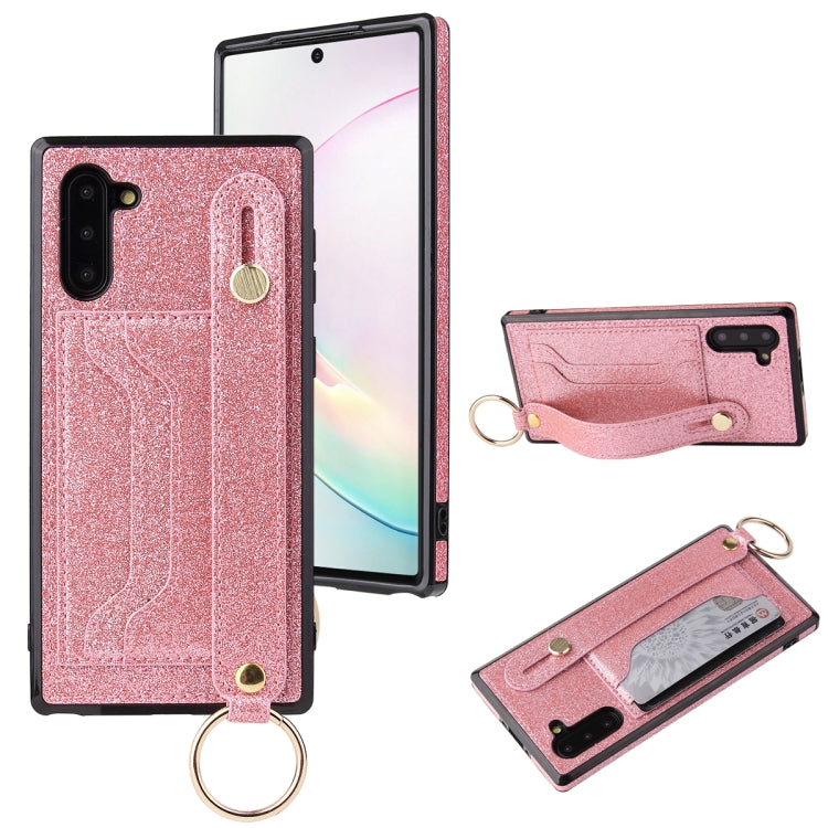 Glitter Powder PU+TPU Shockproof Protective Case with Holder & Card Slots & Wrist Strap, For Samsung Galaxy Note 10, For Samsung Galaxy Note 10 Pro