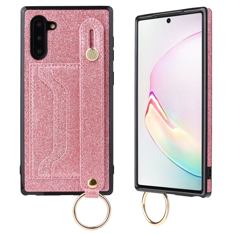 Glitter Powder PU+TPU Shockproof Protective Case with Holder & Card Slots & Wrist Strap, For Samsung Galaxy Note 10, For Samsung Galaxy Note 10 Pro
