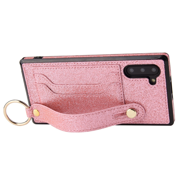 Glitter Powder PU+TPU Shockproof Protective Case with Holder & Card Slots & Wrist Strap, For Samsung Galaxy Note 10, For Samsung Galaxy Note 10 Pro