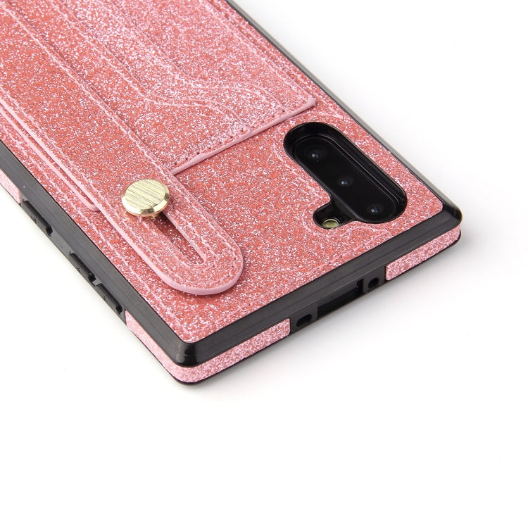 Glitter Powder PU+TPU Shockproof Protective Case with Holder & Card Slots & Wrist Strap, For Samsung Galaxy Note 10, For Samsung Galaxy Note 10 Pro