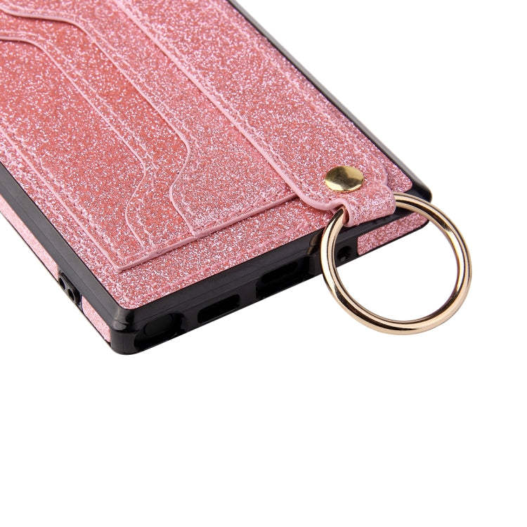 Glitter Powder PU+TPU Shockproof Protective Case with Holder & Card Slots & Wrist Strap, For Samsung Galaxy Note 10, For Samsung Galaxy Note 10 Pro