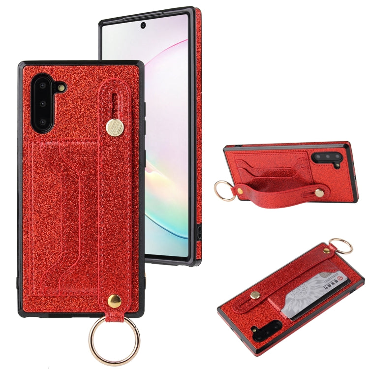 Glitter Powder PU+TPU Shockproof Protective Case with Holder & Card Slots & Wrist Strap, For Samsung Galaxy Note 10, For Samsung Galaxy Note 10 Pro