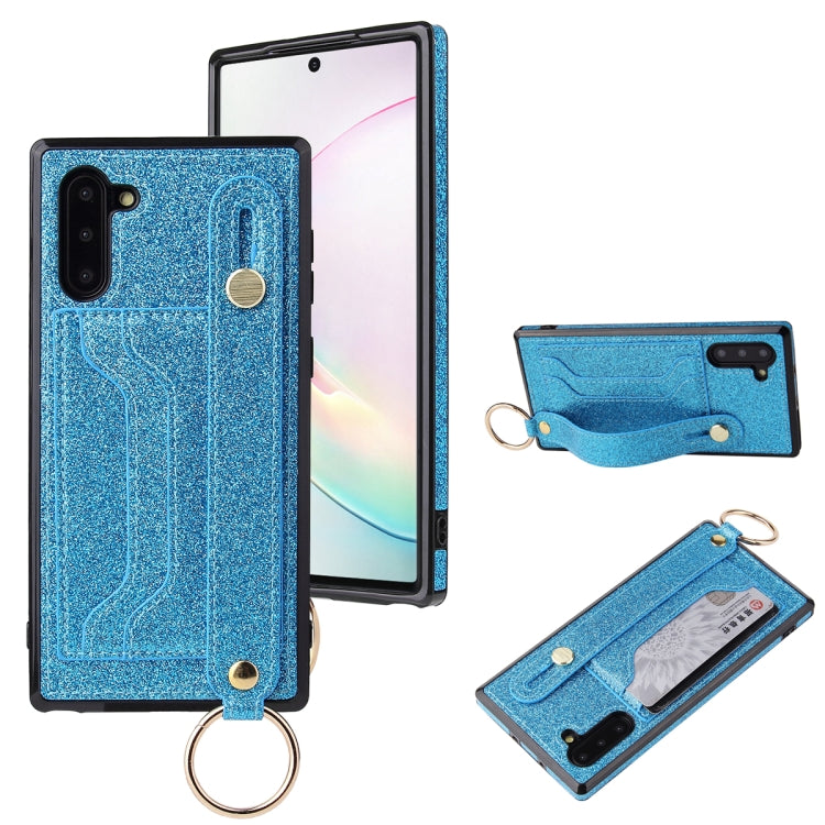 Glitter Powder PU+TPU Shockproof Protective Case with Holder & Card Slots & Wrist Strap, For Samsung Galaxy Note 10, For Samsung Galaxy Note 10 Pro