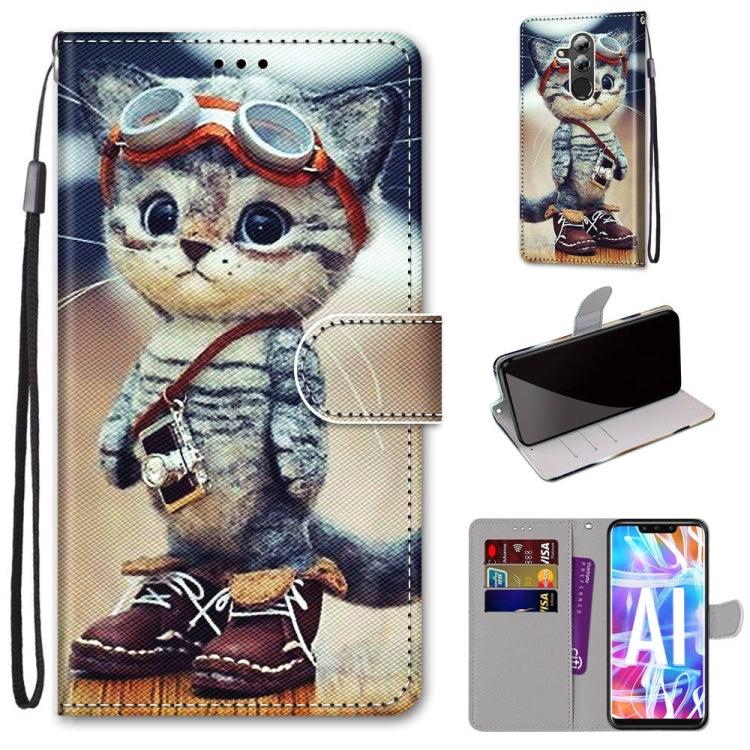 Coloured Drawing Cross Texture Horizontal Flip PU Leather Case with Holder & Card Slots & Wallet & Lanyard, For Huawei Mate 20 Lite / Maimang 7, For Huawei nova 6 SE / P40 Lite, For Huawei P smart 2020, For Huawei P20 Lite / nova 3e
