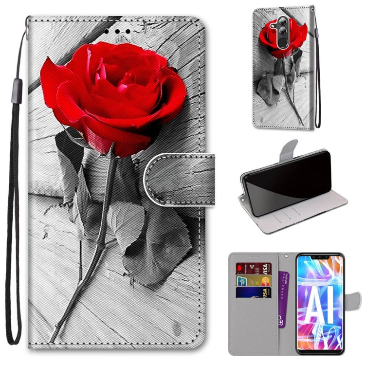 Coloured Drawing Cross Texture Horizontal Flip PU Leather Case with Holder & Card Slots & Wallet & Lanyard, For Huawei Mate 20 Lite / Maimang 7, For Huawei nova 6 SE / P40 Lite, For Huawei P smart 2020, For Huawei P20 Lite / nova 3e