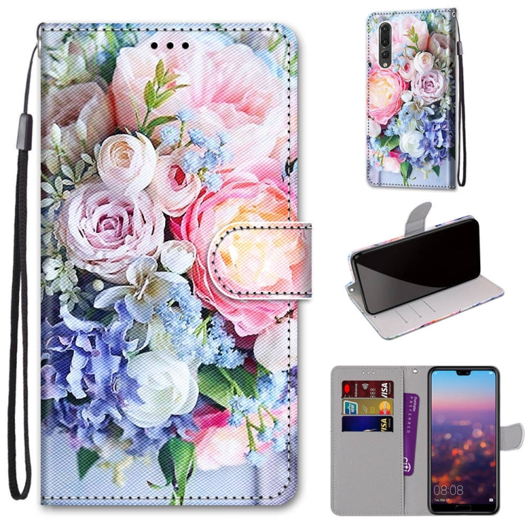 Coloured Drawing Cross Texture Horizontal Flip PU Leather Case with Holder & Card Slots & Wallet & Lanyard, For Huawei P20 Pro, For Huawei P30, For Huawei P30 Lite, For Huawei P30 Pro