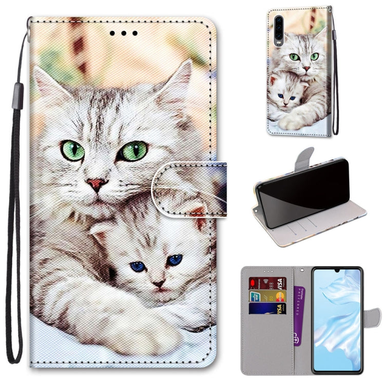 Coloured Drawing Cross Texture Horizontal Flip PU Leather Case with Holder & Card Slots & Wallet & Lanyard, For Huawei P20 Pro, For Huawei P30, For Huawei P30 Lite, For Huawei P30 Pro