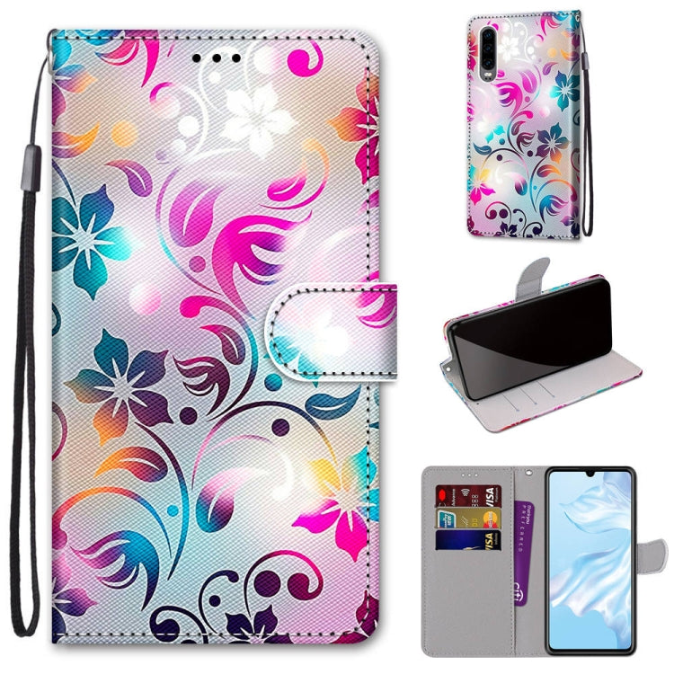 Coloured Drawing Cross Texture Horizontal Flip PU Leather Case with Holder & Card Slots & Wallet & Lanyard, For Huawei P20 Pro, For Huawei P30, For Huawei P30 Lite, For Huawei P30 Pro