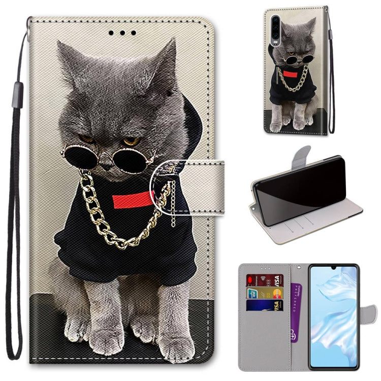 Coloured Drawing Cross Texture Horizontal Flip PU Leather Case with Holder & Card Slots & Wallet & Lanyard, For Huawei P20 Pro, For Huawei P30, For Huawei P30 Lite, For Huawei P30 Pro
