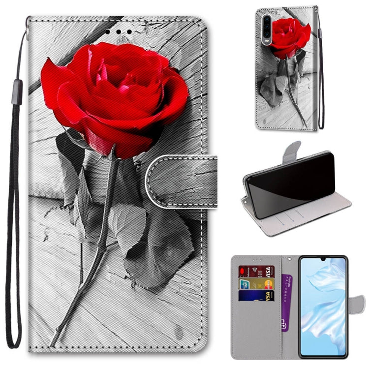Coloured Drawing Cross Texture Horizontal Flip PU Leather Case with Holder & Card Slots & Wallet & Lanyard, For Huawei P20 Pro, For Huawei P30, For Huawei P30 Lite, For Huawei P30 Pro