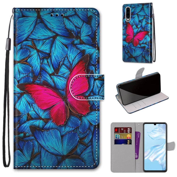 Coloured Drawing Cross Texture Horizontal Flip PU Leather Case with Holder & Card Slots & Wallet & Lanyard, For Huawei P20 Pro, For Huawei P30, For Huawei P30 Lite, For Huawei P30 Pro